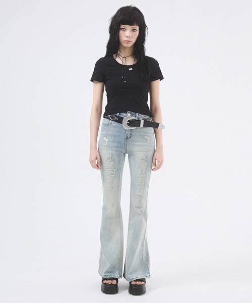 d.i.a 背中開きTシャツ セール】バックオープンチェーンTシャツ（Tシャツ/カットソー