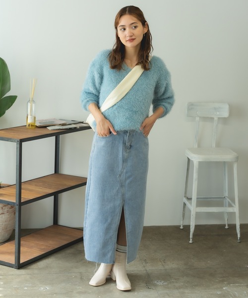 ROOPTOKYO（ループトウキョウ）の「Shaggy V-neck knit / シャギーVネックニット（ニット/セーター・レディース・ホワイト/サックスブルー・M）」の16枚目の写真