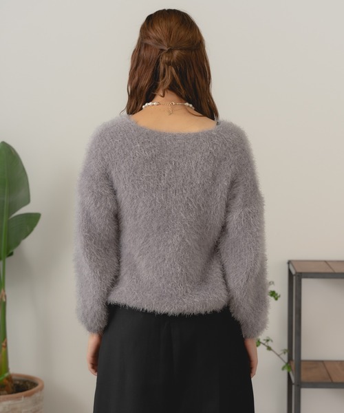 ROOPTOKYO（ループトウキョウ）の「Shaggy V-neck knit / シャギーVネックニット（ニット/セーター・レディース・ホワイト/サックスブルー・M）」の3枚目の写真