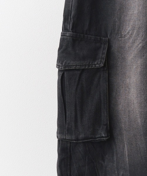 Chick（チック）の「Vintage Like Denim Cargo Pants / ヴィンテージ風デニムカーゴパンツ（デニムパンツ・レディース・ブラック/ブルー・L/M）」の15枚目の写真