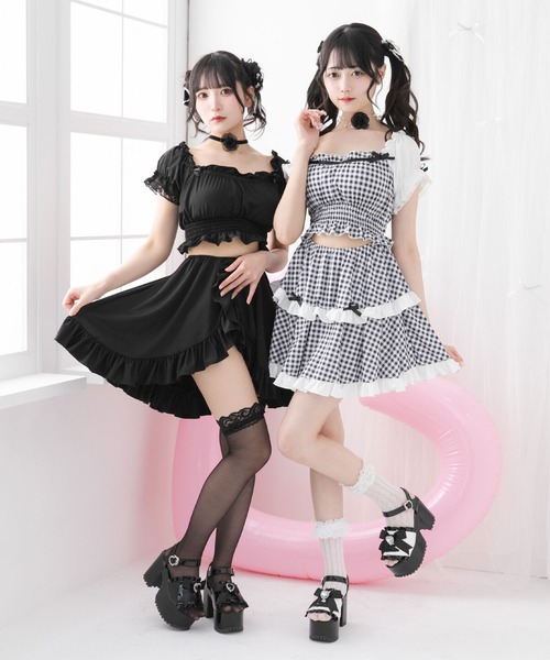 DearMyLove（ディアマイラブ）の「6wayフリルリボン水着（水着・レディース・サックスブルー/ベビーピンク/ブラック/ラベンダー/チェック/レッド・MEDIUM/LARGE/LL）」の8枚目の写真