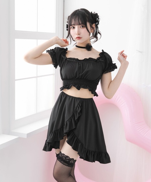 DearMyLove（ディアマイラブ）の「6wayフリルリボン水着（水着・レディース・サックスブルー/ベビーピンク/ブラック/ラベンダー/チェック/レッド・MEDIUM/LARGE/LL）」の12枚目の写真