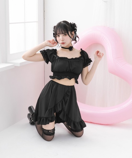 DearMyLove（ディアマイラブ）の「6wayフリルリボン水着（水着・レディース・サックスブルー/ベビーピンク/ブラック/ラベンダー/チェック/レッド・MEDIUM/LARGE/LL）」の13枚目の写真