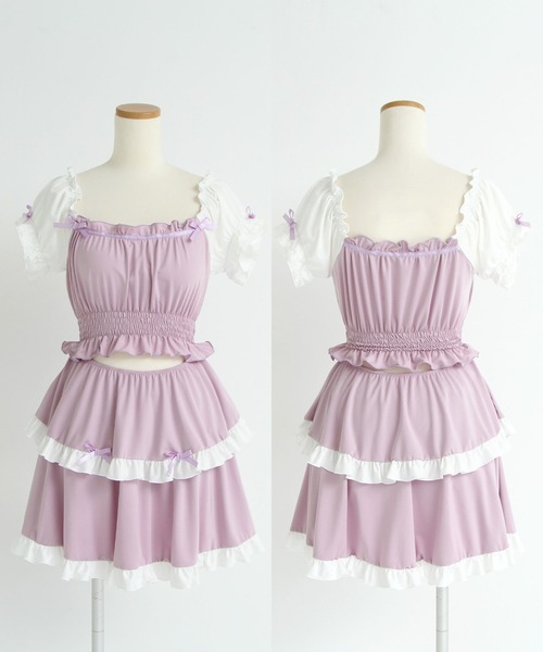 DearMyLove（ディアマイラブ）の「6wayフリルリボン水着（水着・レディース・サックスブルー/ベビーピンク/ブラック/ラベンダー/チェック/レッド・MEDIUM/LARGE/LL）」の16枚目の写真