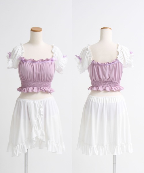 DearMyLove（ディアマイラブ）の「6wayフリルリボン水着（水着・レディース・サックスブルー/ベビーピンク/ブラック/ラベンダー/チェック/レッド・MEDIUM/LARGE/LL）」の17枚目の写真