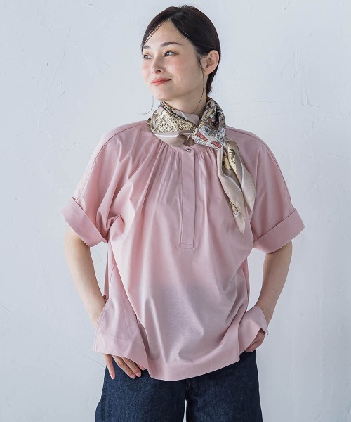 LAUTREAMONT（ロートレアモン）の「【WEB限定】ライクアウーヴンバンドカラーブラウス≪洗濯機で洗える≫（シャツ/ブラウス・レディース・ピンク/ネイビー/オフホワイト/ブルー/チャコールグレー/ライトブルー/カーキ・9号/11号）」の7枚目の写真