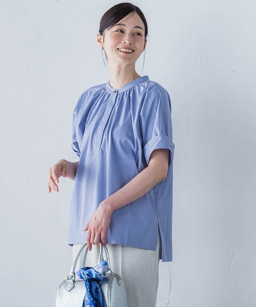 LAUTREAMONT（ロートレアモン）の「【WEB限定】ライクアウーヴンバンドカラーブラウス≪洗濯機で洗える≫（シャツ/ブラウス・レディース・ピンク/ネイビー/オフホワイト/ブルー/チャコールグレー/ライトブルー/カーキ・9号/11号）」の6枚目の写真