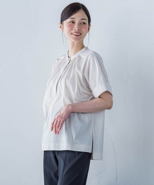 LAUTREAMONT（ロートレアモン）の「【WEB限定】ライクアウーヴンバンドカラーブラウス≪洗濯機で洗える≫（シャツ/ブラウス・レディース・ピンク/ネイビー/オフホワイト/ブルー/チャコールグレー/ライトブルー/カーキ・9号/11号）」の9枚目の写真