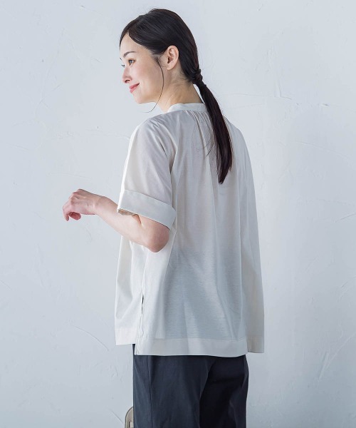 LAUTREAMONT / ロートレアモン 【WEB限定】ライクアウーヴンバンドカラーブラウス≪洗濯機で洗える≫ WEB限定】接触冷感ライクアウーヴンバンドカラーブラウス≪洗濯