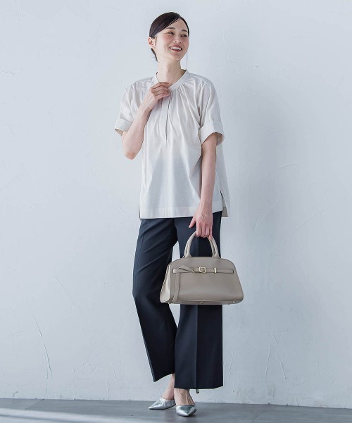 LAUTREAMONT（ロートレアモン）の「【WEB限定】ライクアウーヴンバンドカラーブラウス≪洗濯機で洗える≫（シャツ/ブラウス・レディース・ピンク/ネイビー/オフホワイト/ブルー/チャコールグレー/ライトブルー/カーキ・9号/11号）」の12枚目の写真