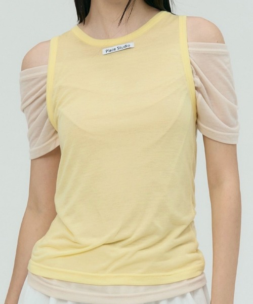 PLACE STUDIO(プレイススタジオ)の「PLACE STUDIO/オフショルダーTシャツセット(Tシャツ/カットソー・レディース・チャコールグレー/ミント/イエロー・FREE)」の13枚目の写真