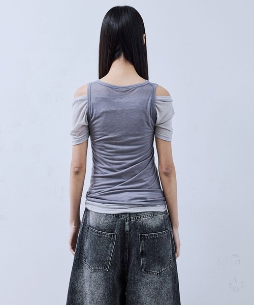 PLACE STUDIO(プレイススタジオ)の「PLACE STUDIO/オフショルダーTシャツセット(Tシャツ/カットソー・レディース・チャコールグレー/ミント/イエロー・FREE)」の16枚目の写真