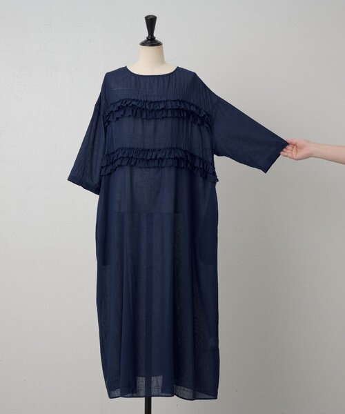 【美品】BEARDSLEY ビアズリー フロントフリル　ワンピース　コットン BEARDSLEY（ビアズリー）の「フロントフリルワンピース（ワンピース