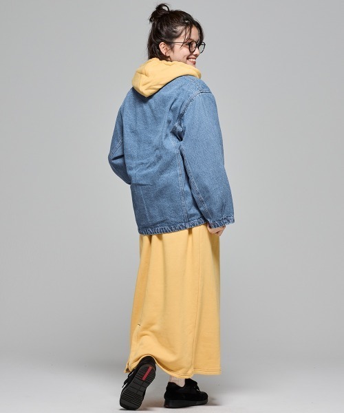 KRIFF MAYER Lady's Collection（クリフメイヤーレディースコレクション）の「【綿100%】ノーカラーデニムジャケット（デニムジャケット・レディース・ストライプ/ライトブルー/ナチュラル/ダークブルー・LARGE/MEDIUM）」の15枚目の写真