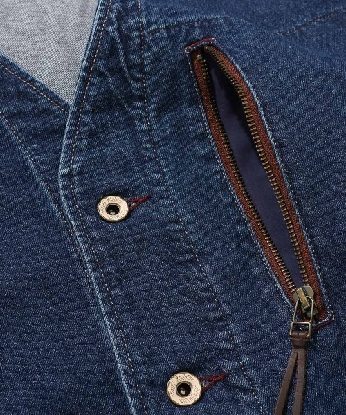 KRIFF MAYER Lady's Collection（クリフメイヤーレディースコレクション）の「【綿100%】ノーカラーデニムジャケット（デニムジャケット・レディース・ストライプ/ライトブルー/ナチュラル/ダークブルー・LARGE/MEDIUM）」の19枚目の写真