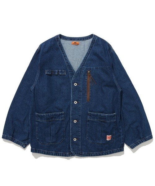 KRIFF MAYER Lady's Collection（クリフメイヤーレディースコレクション）の「【綿100%】ノーカラーデニムジャケット（デニムジャケット・レディース・ストライプ/ライトブルー/ナチュラル/ダークブルー・LARGE/MEDIUM）」の22枚目の写真