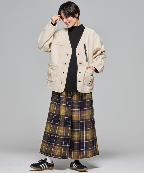 KRIFF MAYER Lady's Collection（クリフメイヤーレディースコレクション）の「【綿100%】ノーカラーデニムジャケット（デニムジャケット・レディース・ストライプ/ライトブルー/ナチュラル/ダークブルー・LARGE/MEDIUM）」の6枚目の写真