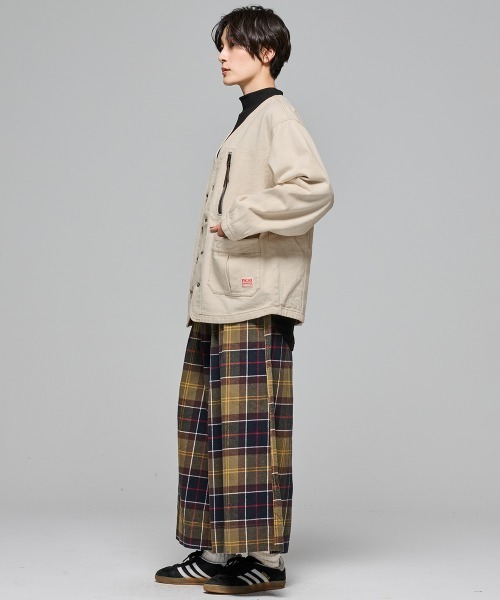 KRIFF MAYER Lady's Collection（クリフメイヤーレディースコレクション）の「【綿100%】ノーカラーデニムジャケット（デニムジャケット・レディース・ストライプ/ライトブルー/ナチュラル/ダークブルー・LARGE/MEDIUM）」の7枚目の写真