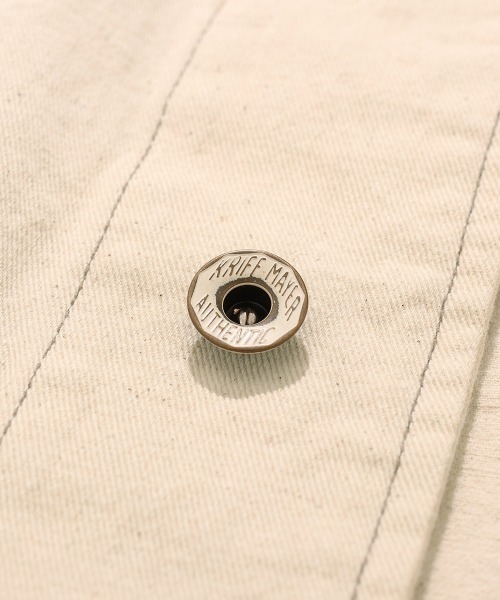 KRIFF MAYER Lady's Collection（クリフメイヤーレディースコレクション）の「【綿100%】ノーカラーデニムジャケット（デニムジャケット・レディース・ストライプ/ライトブルー/ナチュラル/ダークブルー・LARGE/MEDIUM）」の9枚目の写真
