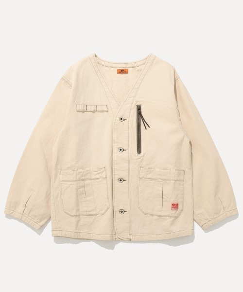 KRIFF MAYER Lady's Collection（クリフメイヤーレディースコレクション）の「【綿100%】ノーカラーデニムジャケット（デニムジャケット・レディース・ストライプ/ライトブルー/ナチュラル/ダークブルー・LARGE/MEDIUM）」の11枚目の写真