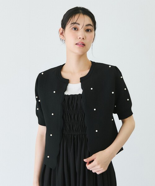 Jayro(ジャイロ)の「パールカーディガン(カーディガン/ボレロ・レディース・ピンク/ネイビー/ブラック・M)」の4枚目の写真