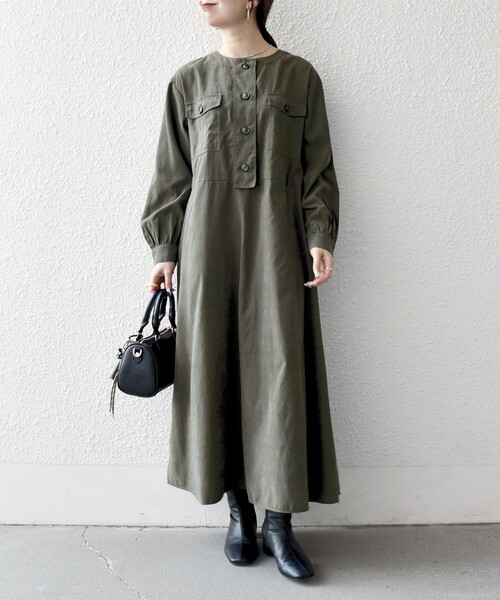 セール】SHIPS any:〈洗濯機可能〉ピーチスキン クルーネック ポケット