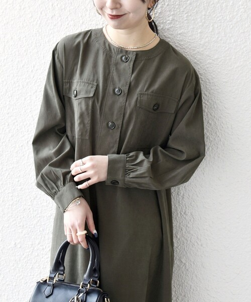 シップス エニィ（SHIPS any）/SHIPS any:〈洗濯機可能〉ピーチスキン クルーネック ポケット フレア ワンピース セール】SHIPS any:〈洗濯機可能〉ピーチスキン クルーネック ポケット