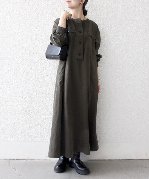 セール】SHIPS any:〈洗濯機可能〉ピーチスキン クルーネック ポケット