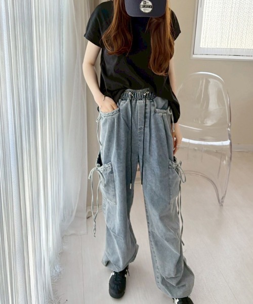 Doux Belle(ドゥーベル)の「ワイドシルエットデニムカーゴパンツ(カーゴパンツ・レディース・ブルー/グレー/ブルー系その他/ダークグレー・MEDIUM)」の14枚目の写真