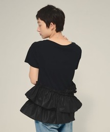 美品☆　JEANASIS　半袖トップス　カットソー　黒　フリンジ　F　ジーナシス 美品☆ JEANASIS 半袖トップス カットソー 黒 フリンジ F