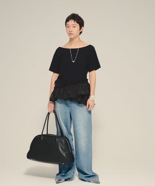 eL(エル)の「【eL】Random Frili TEE/575718(Tシャツ/カットソー・レディース・ブラック/カーキ・FREE)」の16枚目の写真
