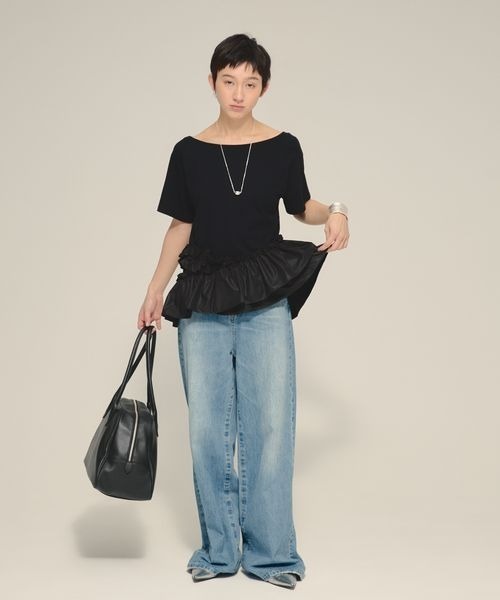 eL(エル)の「【eL】Random Frili TEE/575718(Tシャツ/カットソー・レディース・ブラック/カーキ・FREE)」の17枚目の写真