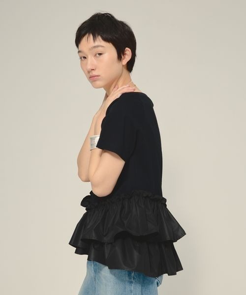 eL(エル)の「【eL】Random Frili TEE/575718(Tシャツ/カットソー・レディース・ブラック/カーキ・FREE)」の21枚目の写真