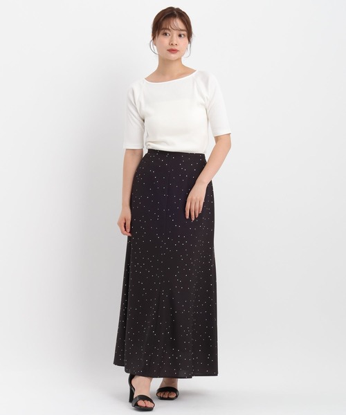 Andemiu（アンデミュウ）の「リブボートネック5分袖カットソー587124（Tシャツ/カットソー・レディース・ブラック/オフホワイト/ブラウン・FREE）」の10枚目の写真