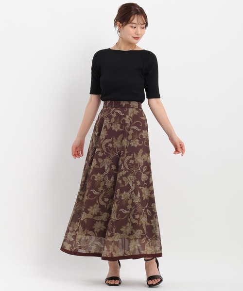 Andemiu（アンデミュウ）の「リブボートネック5分袖カットソー587124（Tシャツ/カットソー・レディース・ブラック/オフホワイト/ブラウン・FREE）」の11枚目の写真