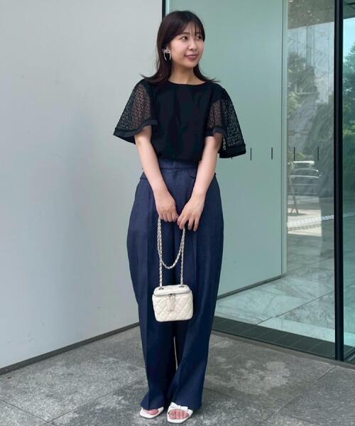 couture brooch（クチュールブローチ）の「【マシンウォッシャブル・スッキリ見え】デニムライク釦デザインパンツ（その他パンツ・レディース・ネイビー/ブラック・38/36/42/40）」の11枚目の写真