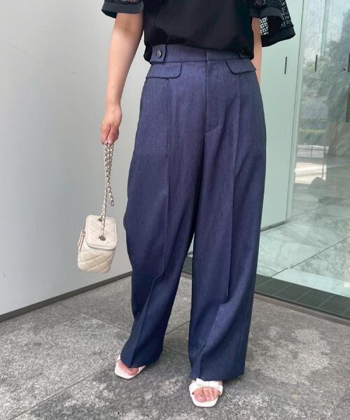 couture brooch（クチュールブローチ）の「【マシンウォッシャブル・スッキリ見え】デニムライク釦デザインパンツ（その他パンツ・レディース・ネイビー/ブラック・38/36/42/40）」の9枚目の写真