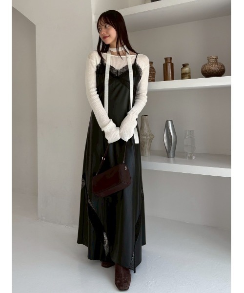 【FRAY I.D】一度着用のみ♡レーストリムスリップドレス　S レーストリムスリップワンピース（マキシ丈/ロングワンピース
