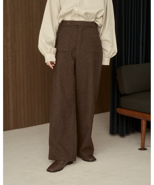 moi tytto(モイテュット)の「【セットアップ可能】チェックデザインスラックス(スラックス・レディース・ダークブラウン/ブラウン・SMALL/FREE)」の1枚目の写真