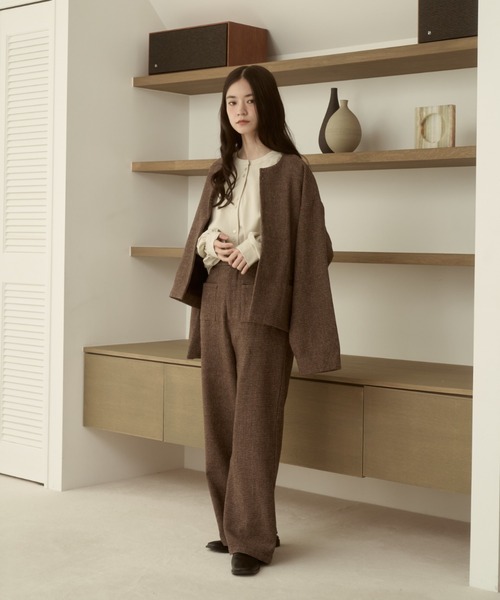 moi tytto(モイテュット)の「【セットアップ可能】チェックデザインスラックス(スラックス・レディース・ダークブラウン/ブラウン・SMALL/FREE)」の6枚目の写真