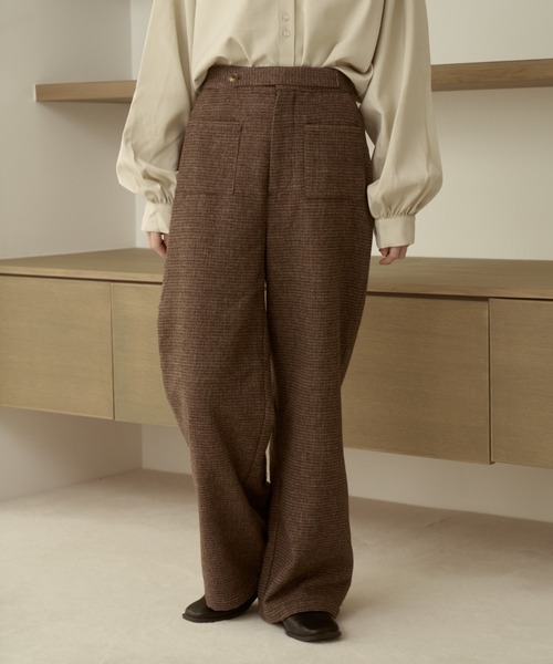 moi tytto(モイテュット)の「【セットアップ可能】チェックデザインスラックス(スラックス・レディース・ダークブラウン/ブラウン・SMALL/FREE)」の7枚目の写真