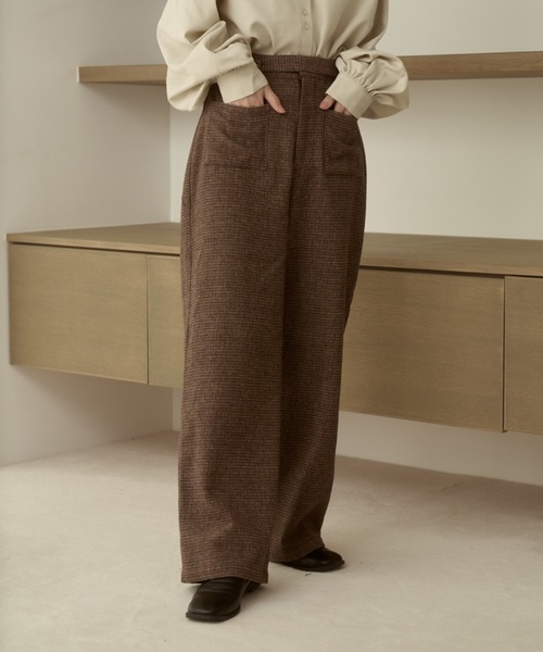 moi tytto(モイテュット)の「【セットアップ可能】チェックデザインスラックス(スラックス・レディース・ダークブラウン/ブラウン・SMALL/FREE)」の8枚目の写真