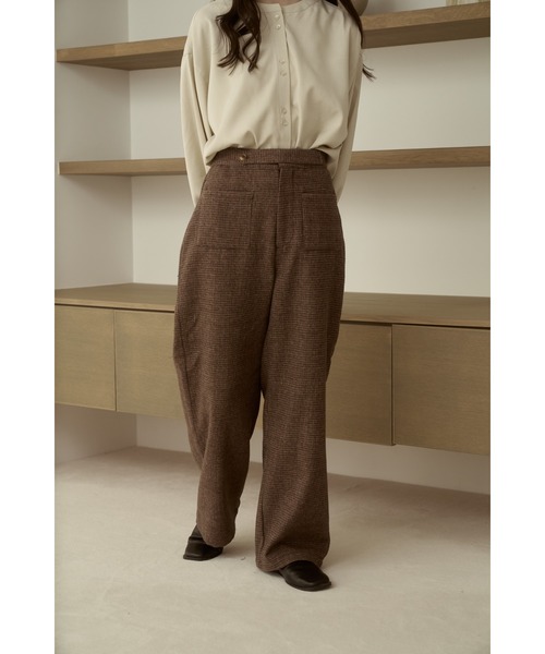 moi tytto(モイテュット)の「【セットアップ可能】チェックデザインスラックス(スラックス・レディース・ダークブラウン/ブラウン・SMALL/FREE)」の10枚目の写真
