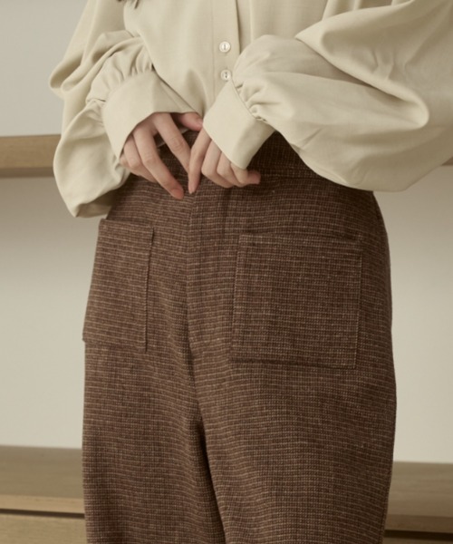 moi tytto(モイテュット)の「【セットアップ可能】チェックデザインスラックス(スラックス・レディース・ダークブラウン/ブラウン・SMALL/FREE)」の11枚目の写真