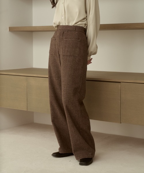 moi tytto(モイテュット)の「【セットアップ可能】チェックデザインスラックス(スラックス・レディース・ダークブラウン/ブラウン・SMALL/FREE)」の3枚目の写真