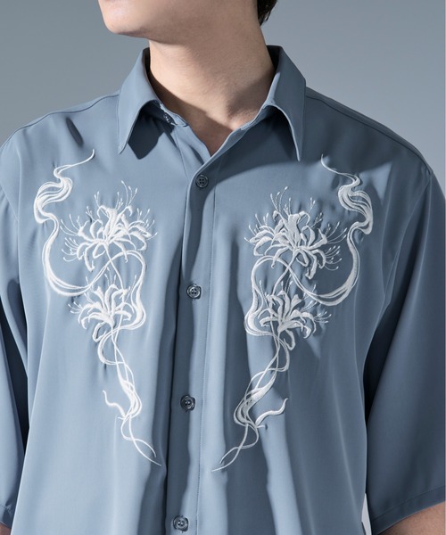 Ellno Loset（エルノロゼット）の「彼岸花刺繍シャツ（シャツ/ブラウス・メンズ・ブラック/オフホワイト/ブルー系その他・MEDIUM/SMALL/LARGE）」の21枚目の写真