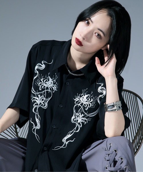 彼岸花刺繍ブラウス 彼岸花刺繍シャツ（シャツ/ブラウス）｜Ellno Loset（エルノロゼット