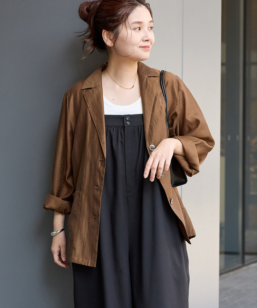 JOURNAL STANDARD(ジャーナルスタンダード)の「《追加2》ライトラフクロスジャケット(テーラードジャケット・レディース・ブラック/ブラウン・FREE)」の2枚目の写真