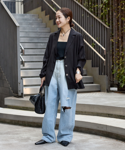 JOURNAL STANDARD(ジャーナルスタンダード)の「《追加2》ライトラフクロスジャケット(テーラードジャケット・レディース・ブラック/ブラウン・FREE)」の3枚目の写真