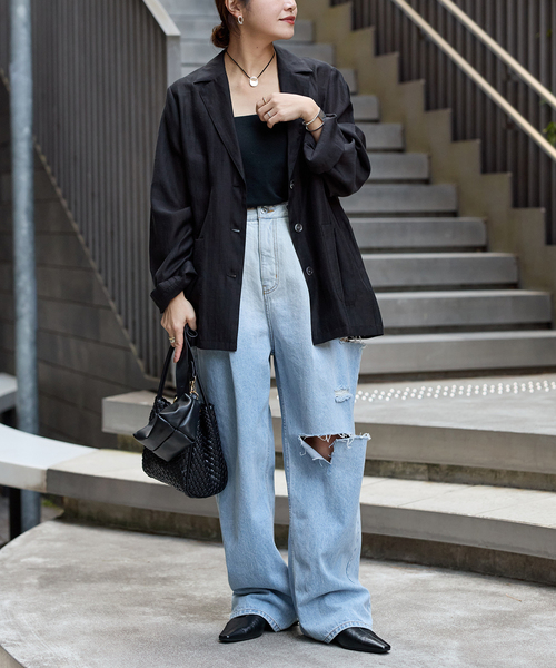 JOURNAL STANDARD(ジャーナルスタンダード)の「《追加2》ライトラフクロスジャケット(テーラードジャケット・レディース・ブラック/ブラウン・FREE)」の6枚目の写真